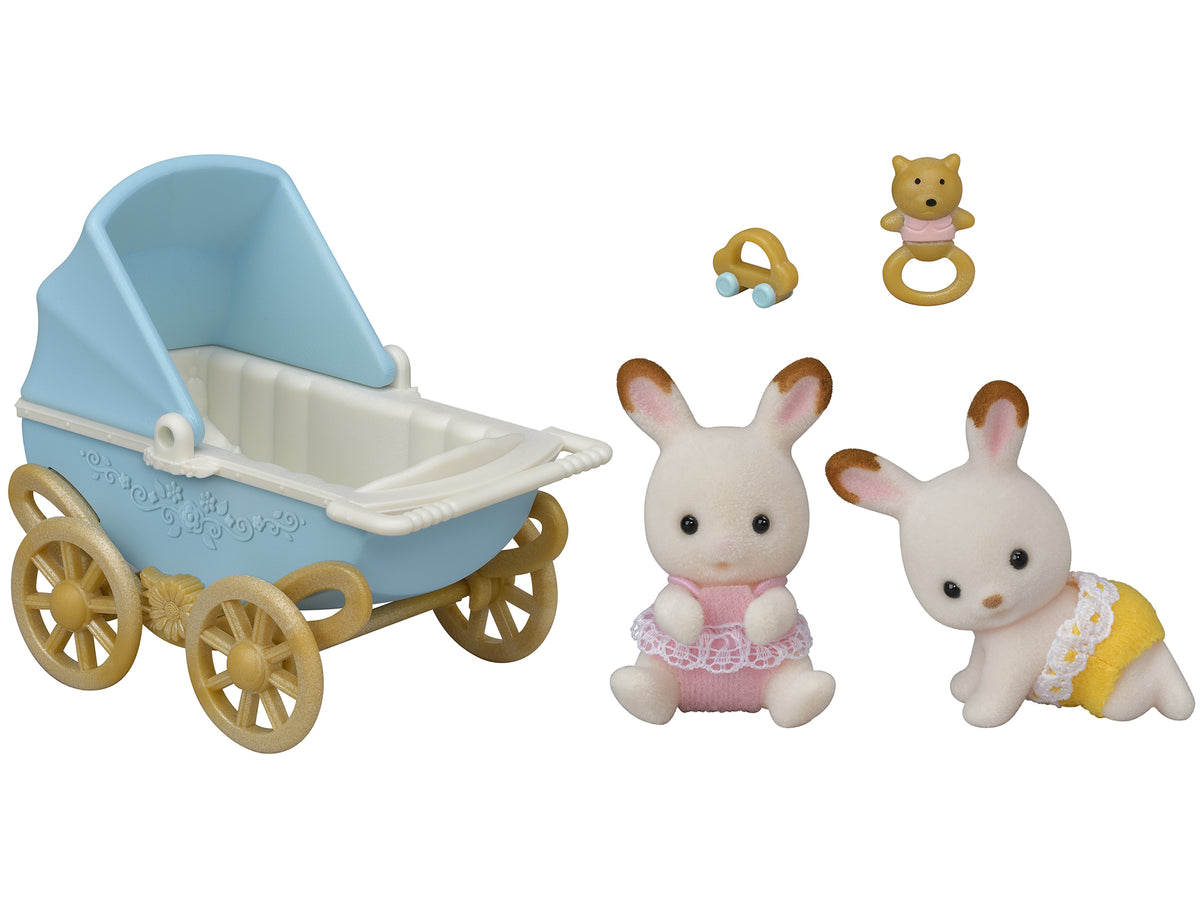 Sylvanian Families Les jumeaux Lapin Chocolat et poussette double - vue 2