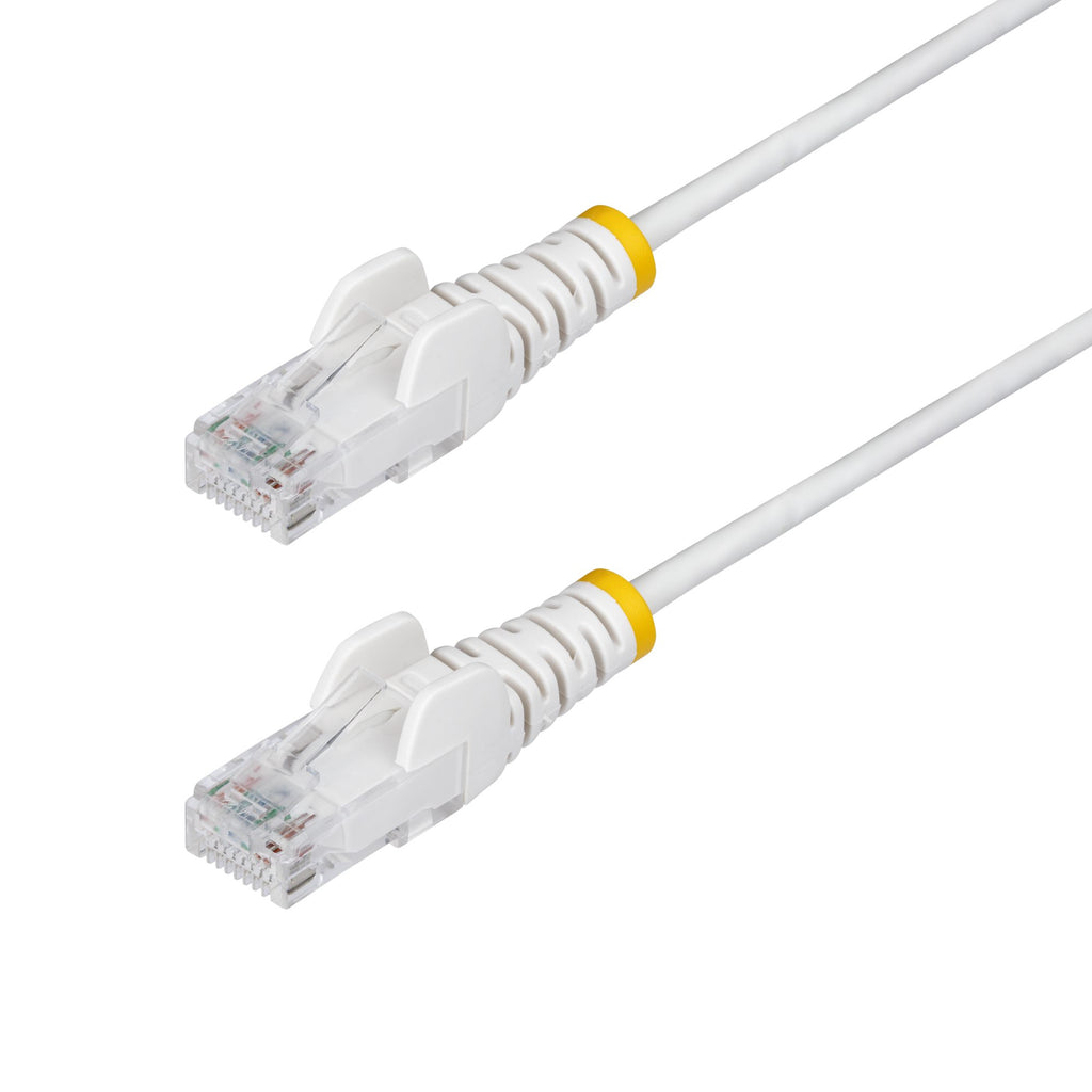 StarTech.com Câble Ethernet CAT6 Blanc Fin de 1,5m, Sans Accroc, 100W PoE, UTP, LSZH, Fil de Cuivre Pur 28AWG, Cordon Patch Réseau RJ45 avec Serre-Câble, Contrôlé Fluke