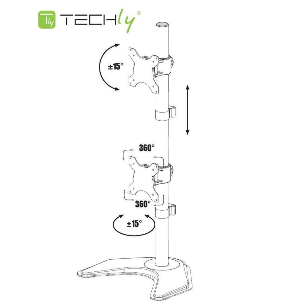 Techly ICA-LCD 2520V support d'écran plat pour bureau 68,6 cm (27") Noir