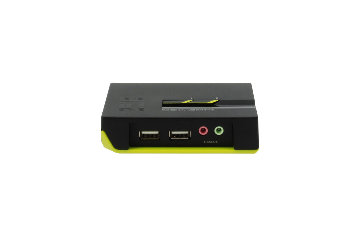 Commutateur KVM KVM-0221 2 Ports USB avec Audio, Noir et Vert
