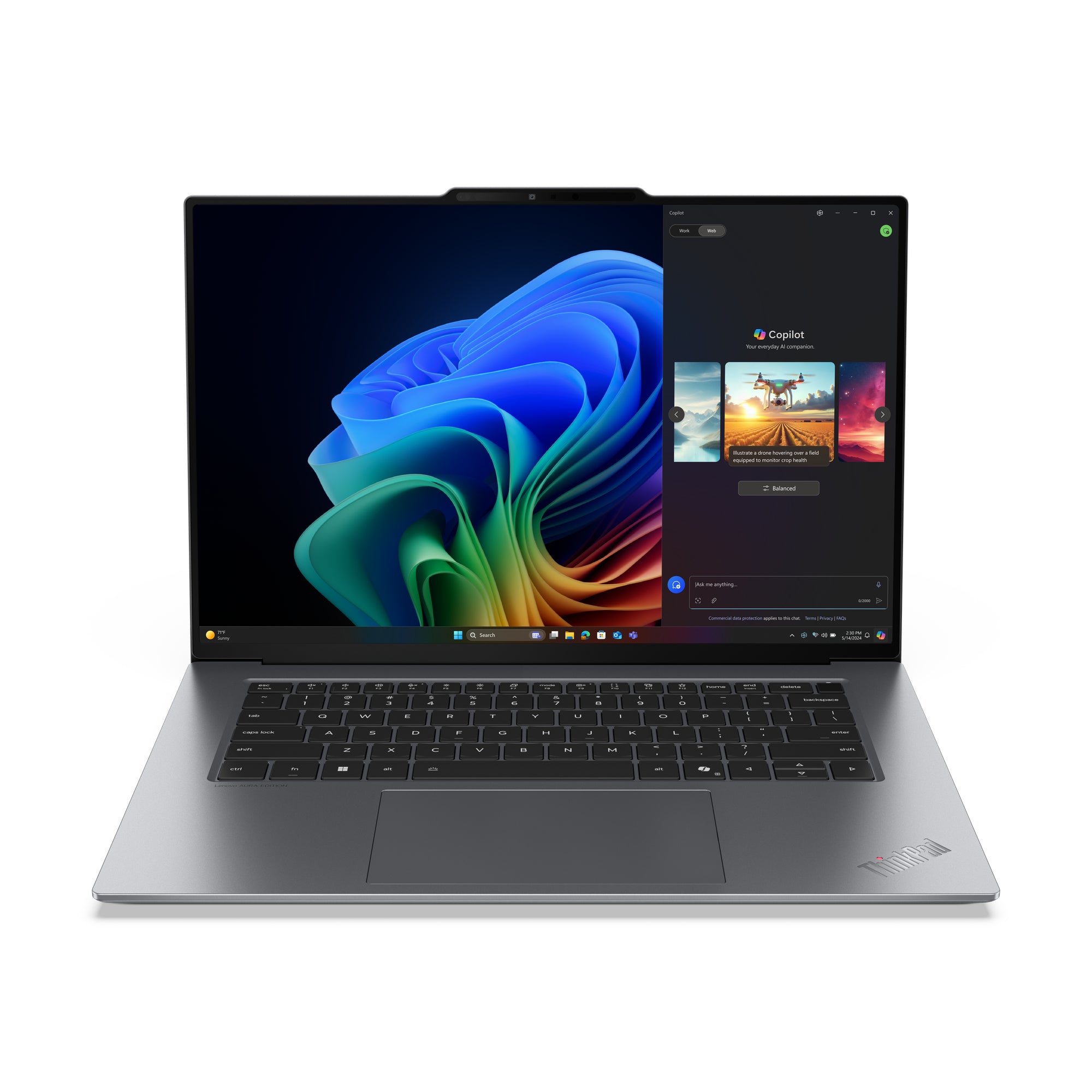 Lenovo ThinkPad X9-15 Gen 1 Aura Edition Copilot+ PC Intel Core Ultra 5 228V Ordinateur portable 38,9 cm (15.3") 2.8K 32 Go LPDDR5x-SDRAM 512 Go SSD Wi-Fi 7 (802.11be) Windows 11 Pro Nordique Gris