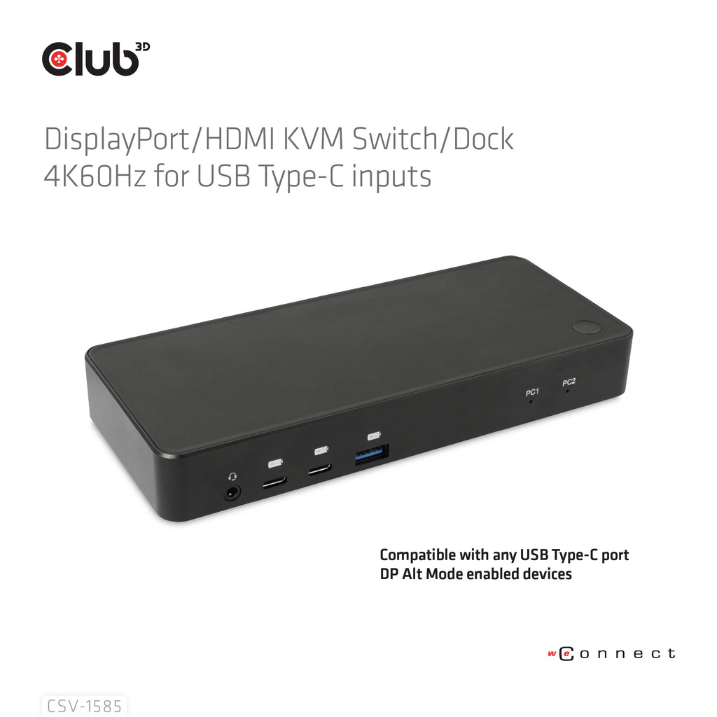 CLUB3D CSV-1585 commutateur écran, clavier et souris Noir