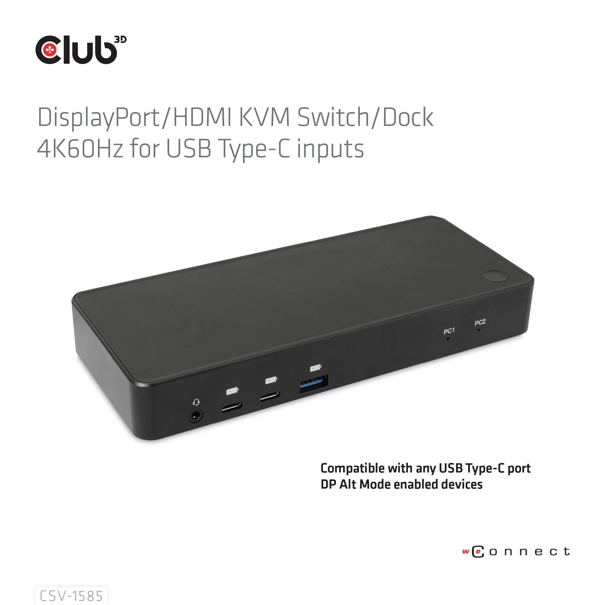 CLUB3D CSV-1585 commutateur écran, clavier et souris Noir