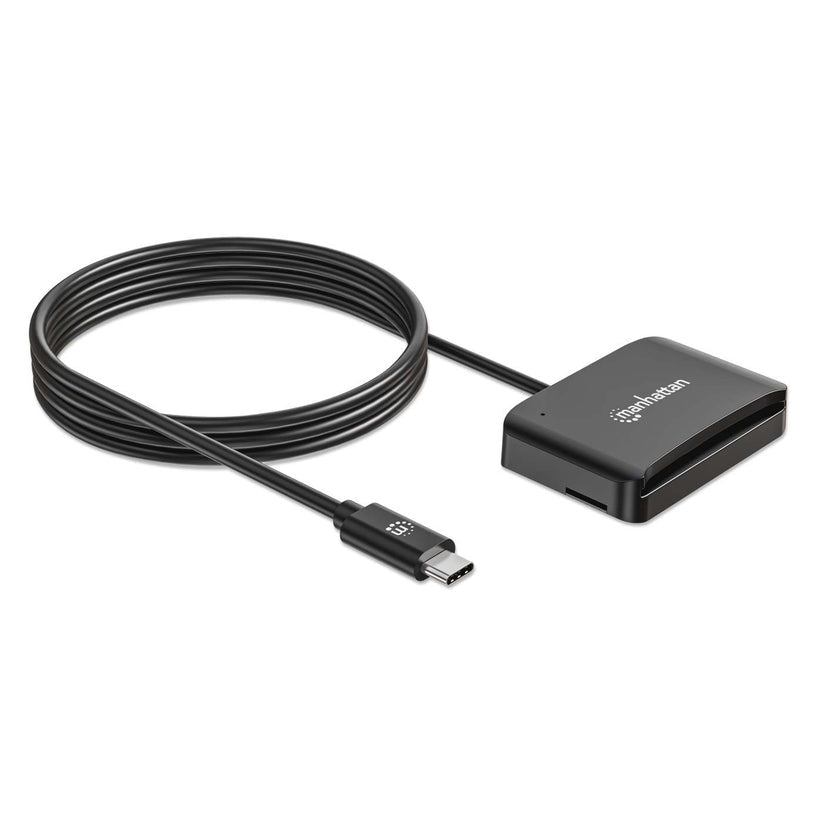 Manhattan Lecteur de Cartes à Puce à Contact USB-C avec Emplacement microSD, Noir