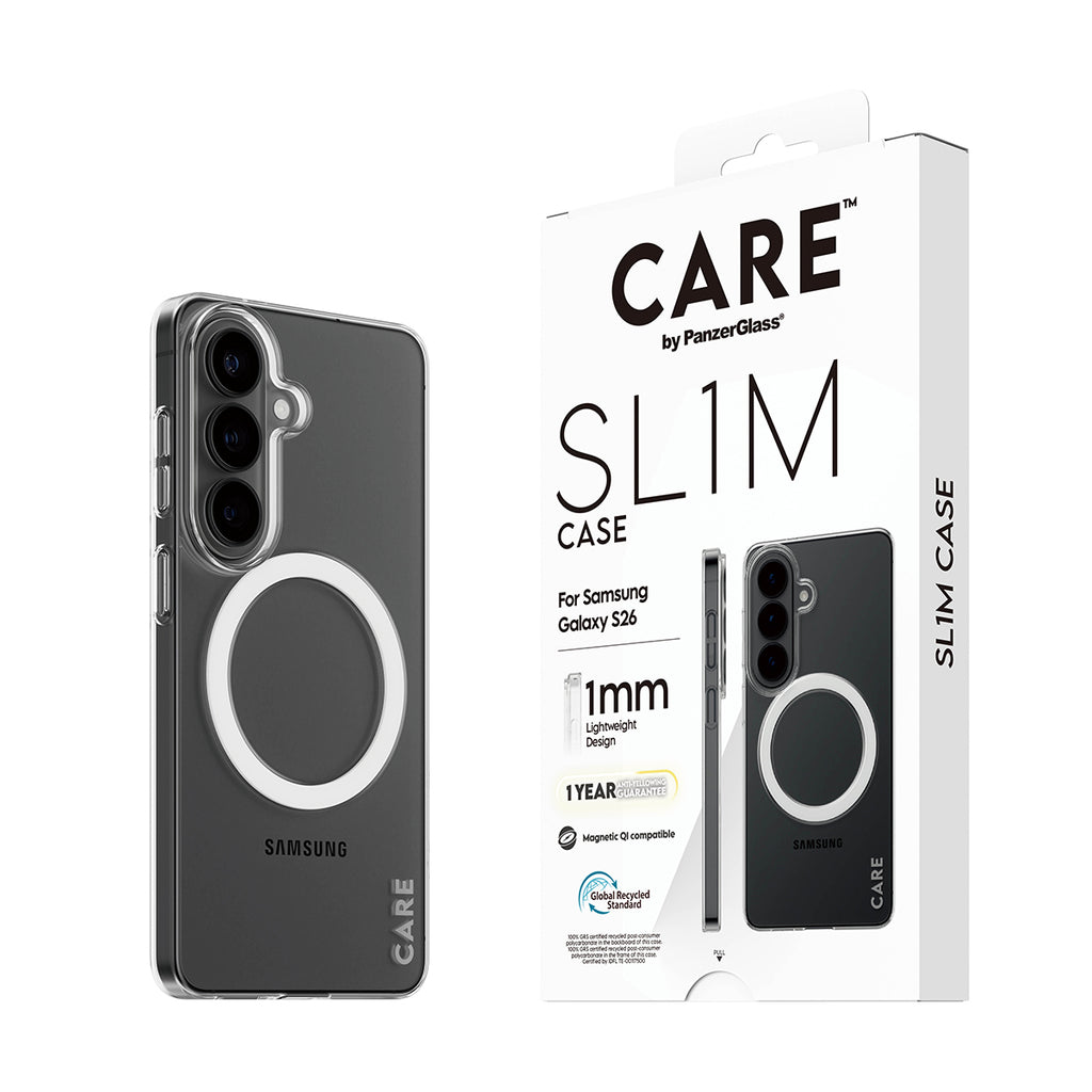 PanzerGlass CARE™ by ® SL1M Case Transparent w. Qi Samsung Galaxy S26 coque de protection pour téléphones portables 16 cm (6.3") Housse