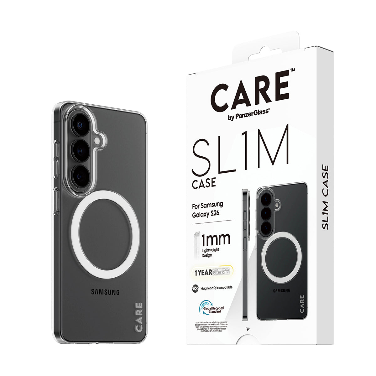 PanzerGlass CARE™ by ® SL1M Case Transparent w. Qi Samsung Galaxy S26 coque de protection pour téléphones portables 16 cm (6.3") Housse