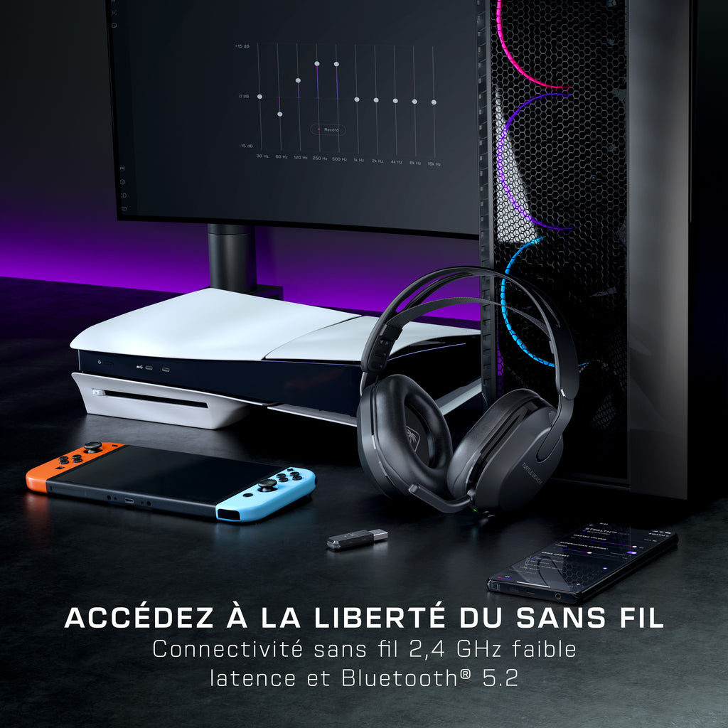 Turtle Beach Stealth 500 Noir PC Casque Gaming sans Fil w/ 40hr Batterie et Bluetooth pour PC, PS5, PS4 et Mobile