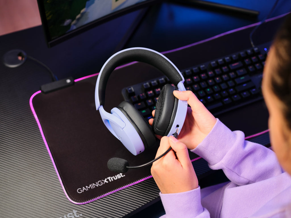 Trust GXT 491P FAYZO Casque Avec fil &sans fil Arceau Gaming USB Type-A Bluetooth Noir, Violet