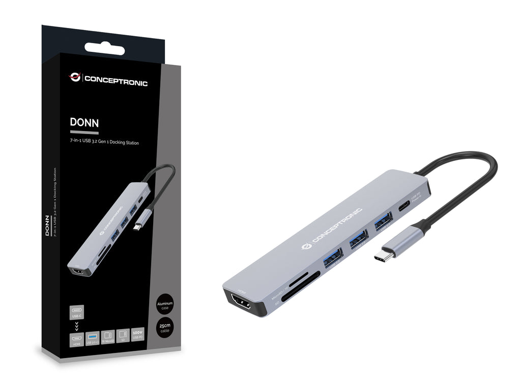 Conceptronic DONN19G station d'accueil Avec fil USB 3.2 Gen 1 (3.1 Gen 1) Type-C Gris