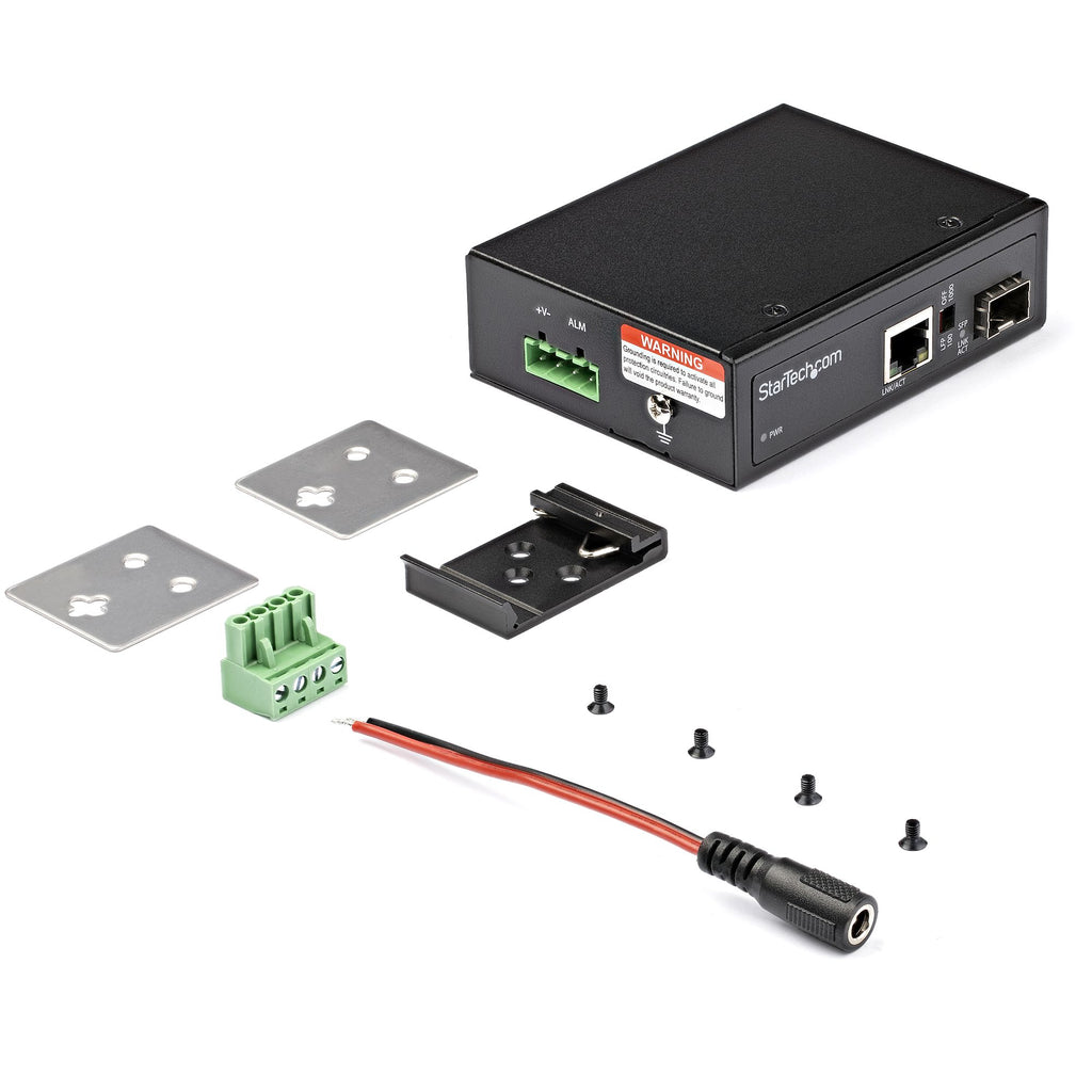 StarTech.com Convertisseur Fibre RJ45 Industriel 1Gbps SFP vers Ethernet Cat6, Mono/Multi Mode, 12-56V CC, IP-30