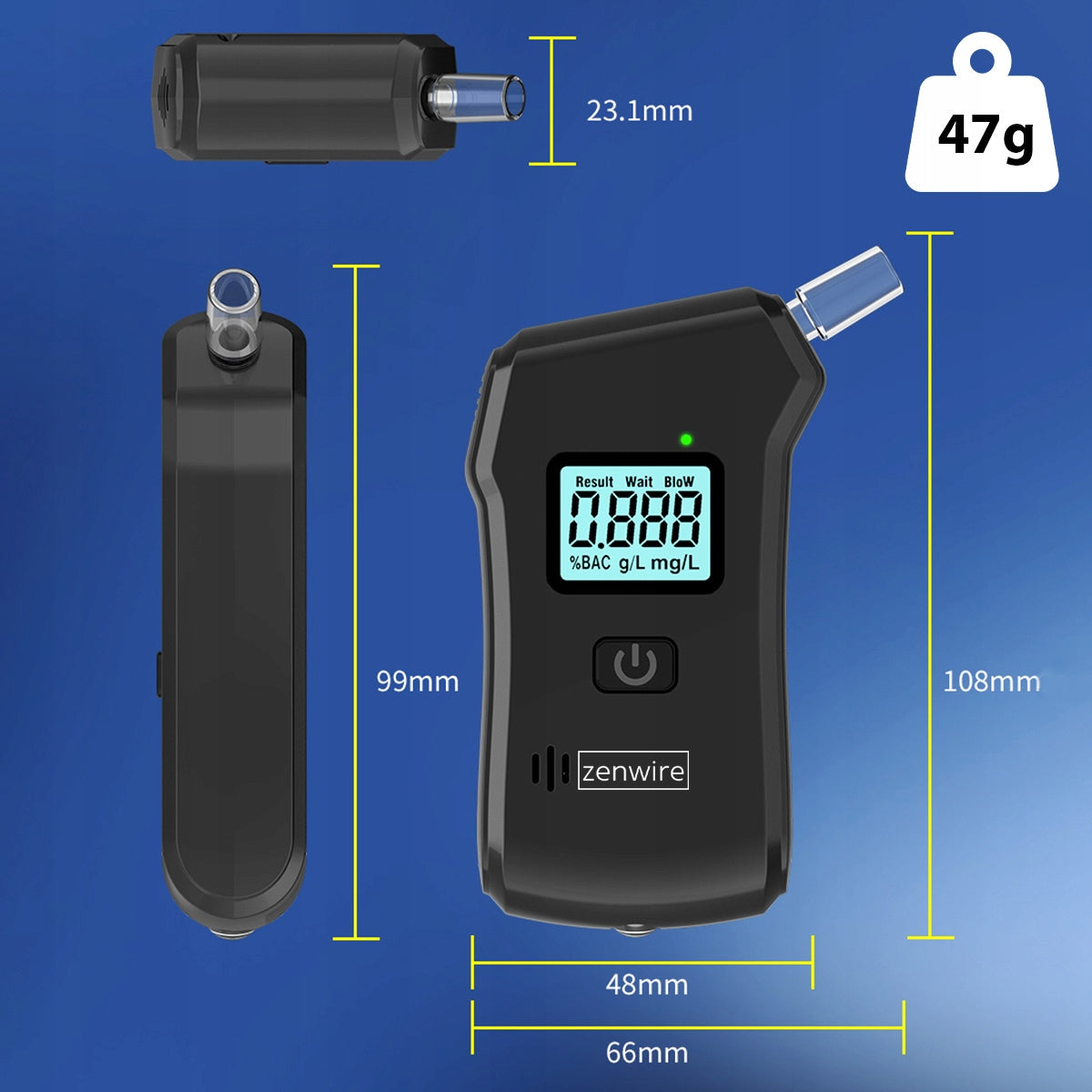 Alcootest numérique professionnel de police, alcootest domestique, lampe torche, 5 embouts, Zenwire MR806