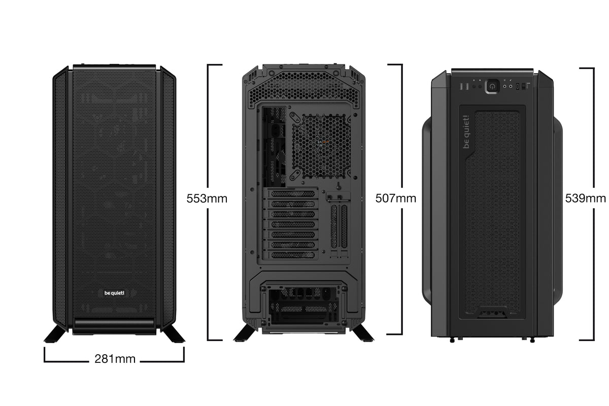 be quiet! Silent Base 802 Noir | Boîtier PC ARGB vitré, Mini ITX / Micro ATX / ATX / E-ATX, 3 ventilateurs Pure Wings 14