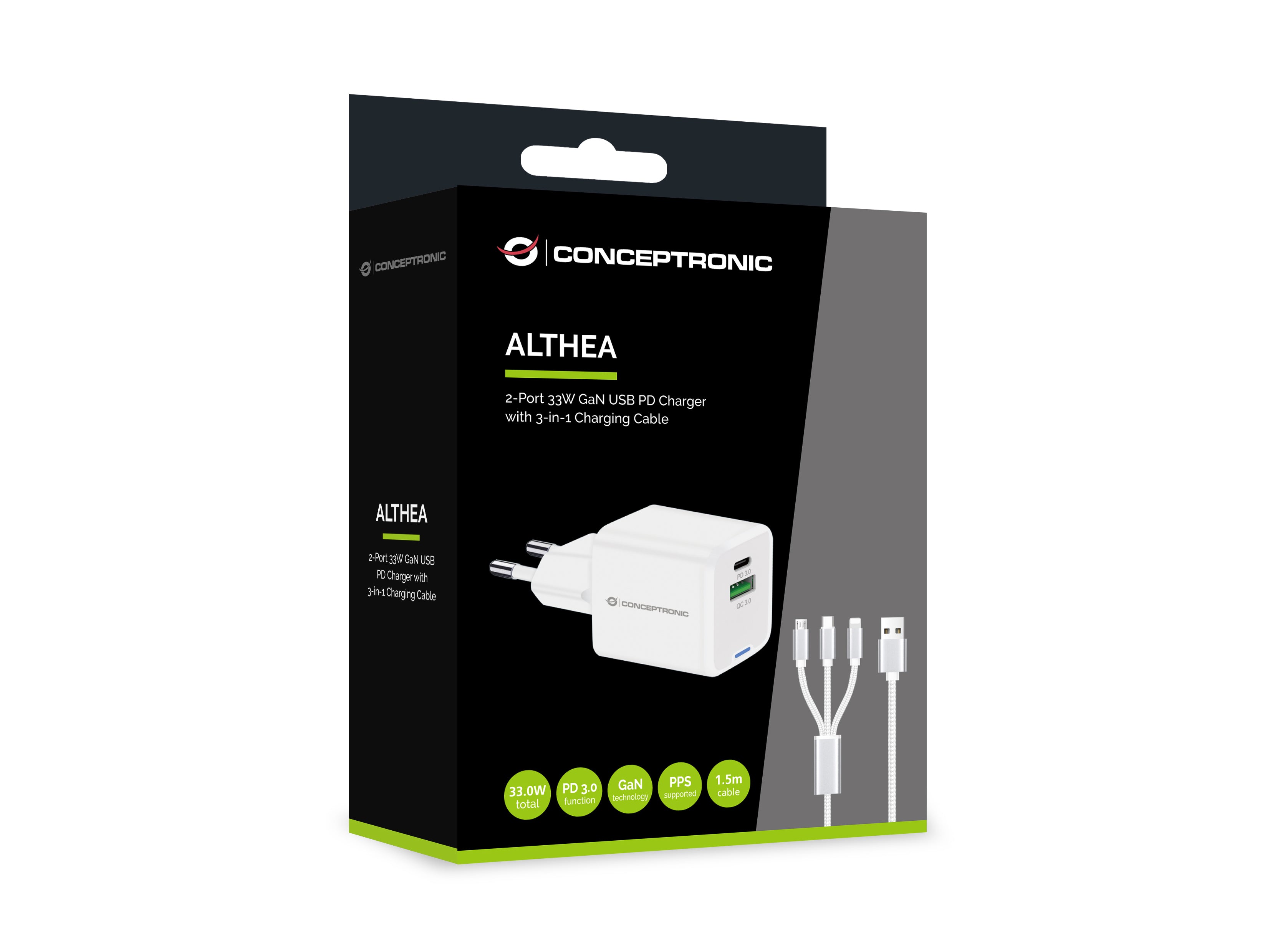 Conceptronic ALTHEA16W chargeur d'appareils mobiles Universel Blanc Secteur Charge rapide Intérieure
