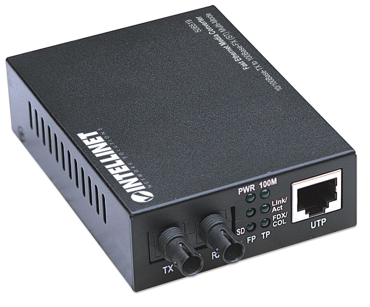 Intellinet 506519 Convertisseur de Support Réseau 100 Mbit/s 1310 nm Multimode Noir