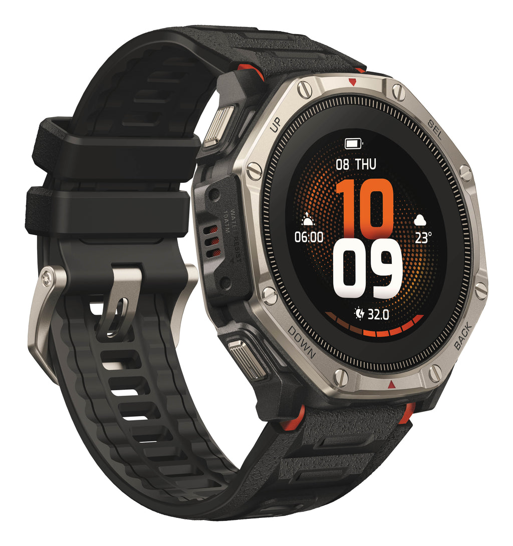 Amazfit T-Rex Dual Solar 3,35 cm (1.32") AMOLED 51 mm Numérique 466 x 466 pixels Écran tactile Noir, Argent Wifi GPS (sa