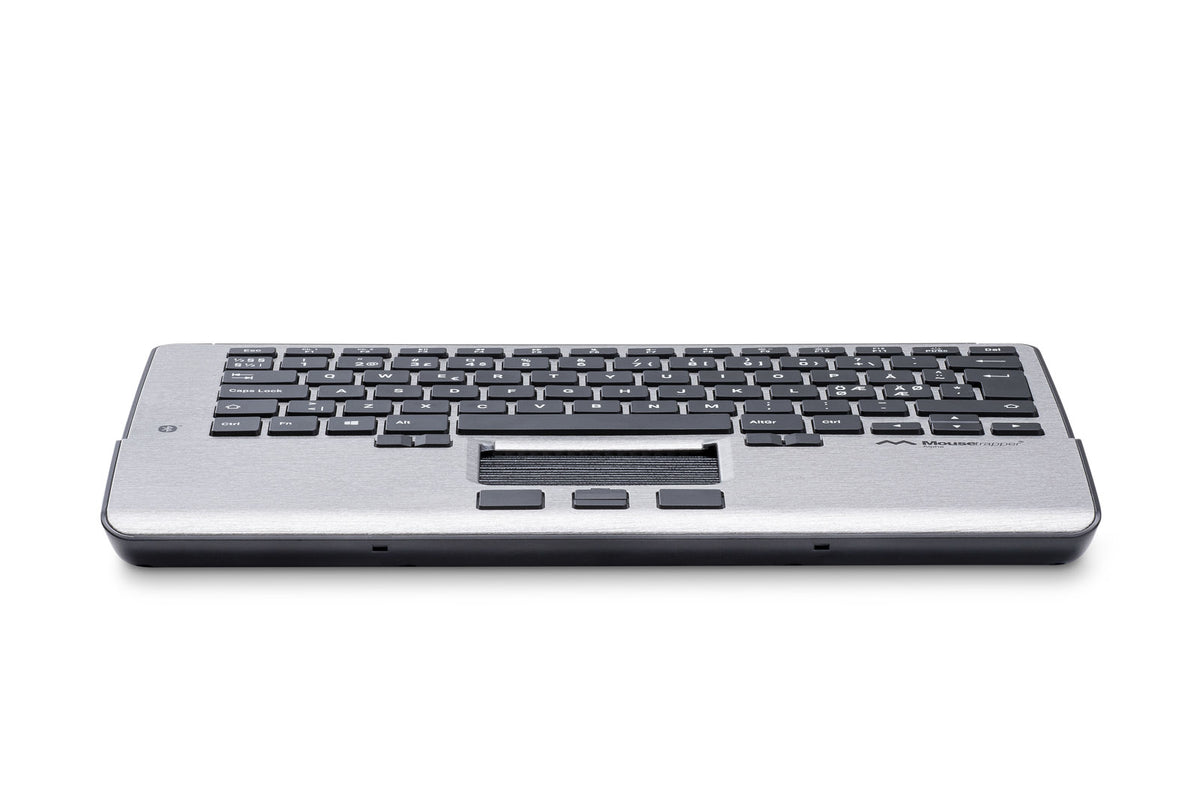 Clavier et Souris Mousetrapper Alpha Nordic, USB et Bluetooth, QWERTY Nordique, Noir et Argent