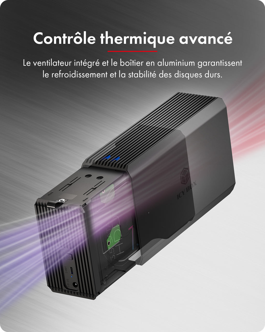 ICY BOX IB-RD3720-CU3 Boîtier disque dur/SSD Noir 2.5/3.5"