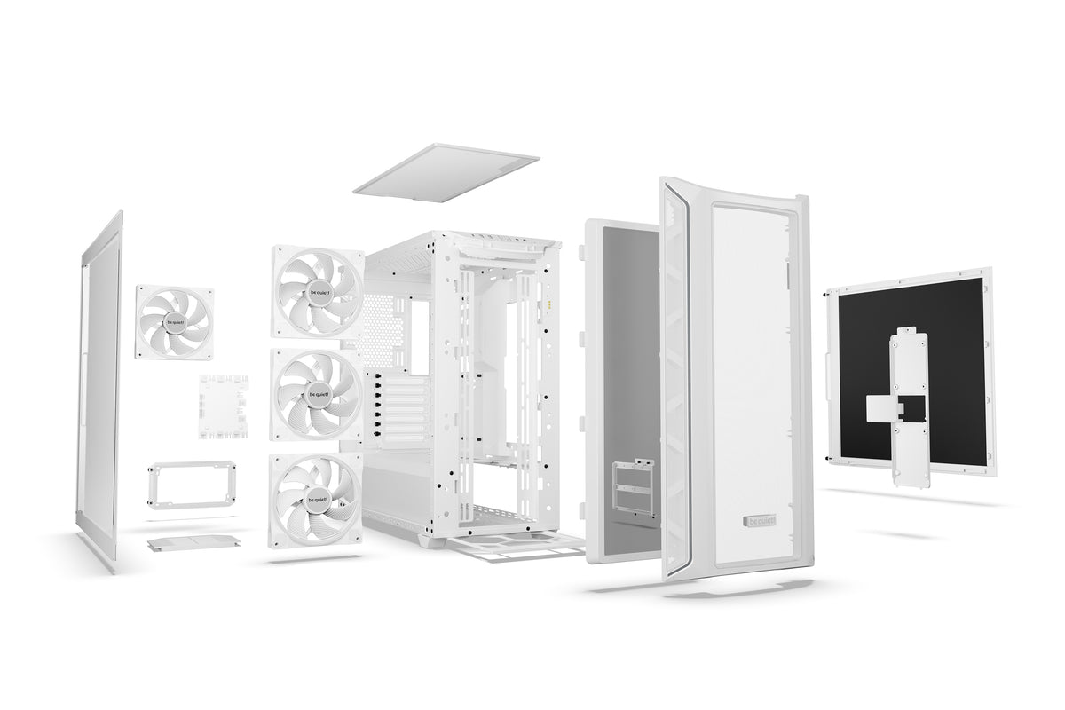 be quiet! Shadow Base 800 Blanc | Boîtier PC ARGB vitré, Mini ITX / Micro ATX / ATX / E-ATX, 4 ventilateurs Light Wings 