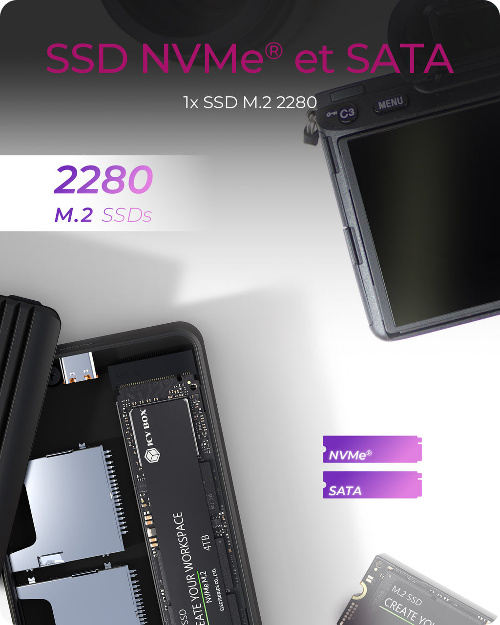 ICY BOX IB-CR602M-C31 Enceinte ssd Noir M.2
