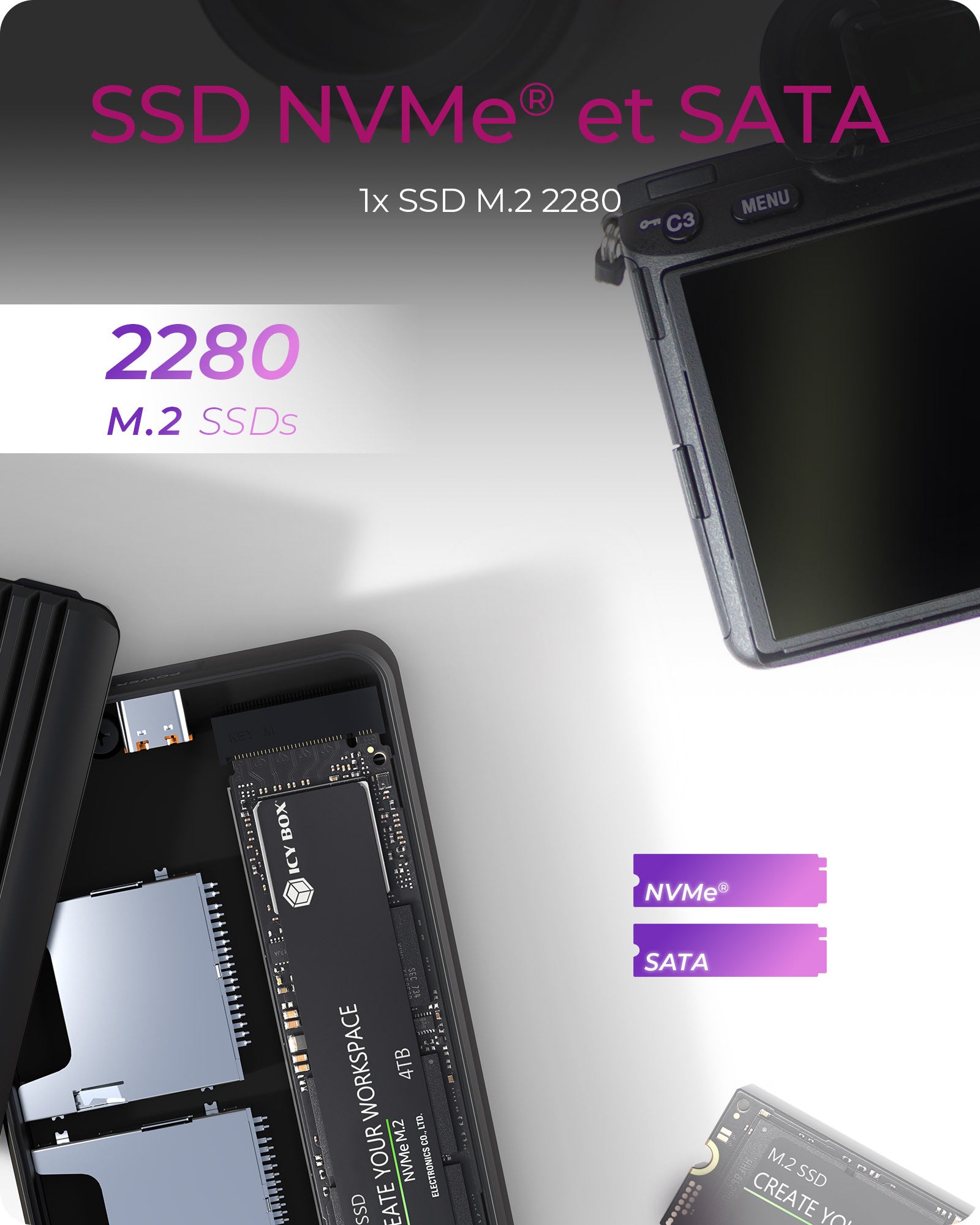 ICY BOX IB-CR602M-C31 Enceinte ssd Noir M.2