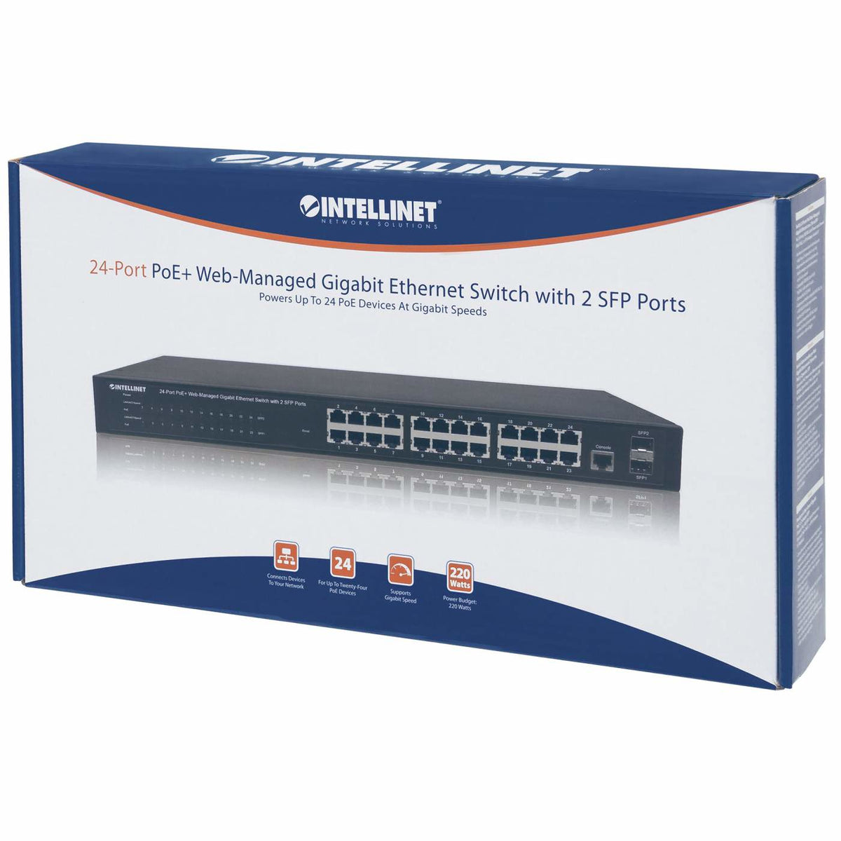 Intellinet 560559 Commutateur Réseau Géré Gigabit Ethernet PoE Noir