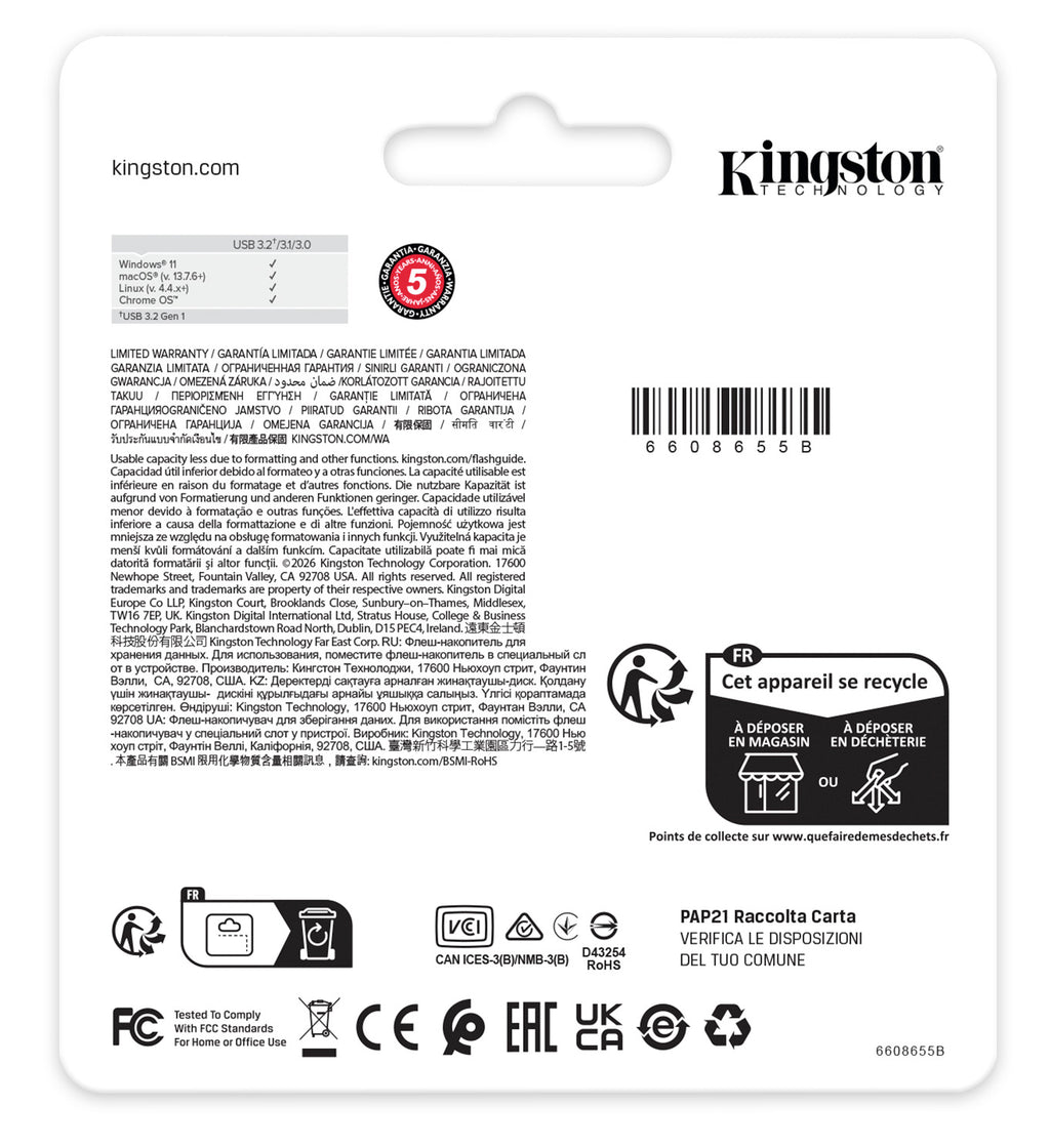 Kingston Technology DataTraveler 256 Go Kyson USB 3.2 Gen 1 en métal, jusqu'à 220 Mo/s - vue 7