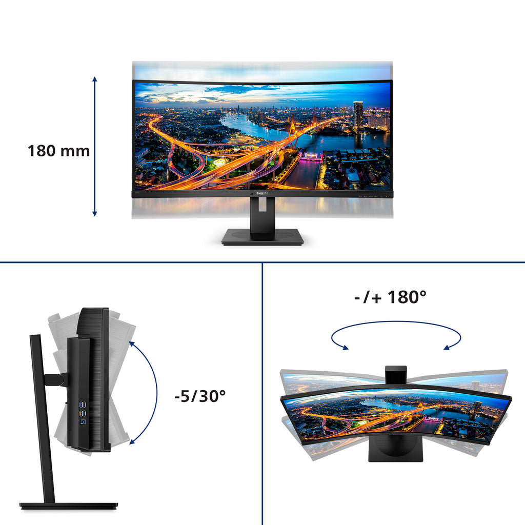 Philips B Line 345B1C/00 écran plat de PC 86,4 cm (34") 3440 x 1440 pixels Quad HD LCD Noir