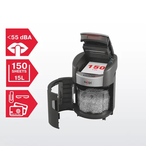 Rexel ShredMax AutoFeed+ 150M destructeur de papier Découpage par micro-broyage 55 dB 22,5 cm Noir - vue 4