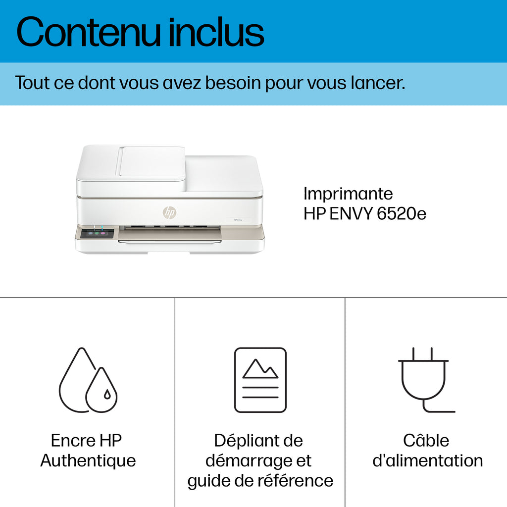 Imprimante Couleur Tout-en-Un Sans Fil Réf. 6520e, Impression Photo et Recto-Verso