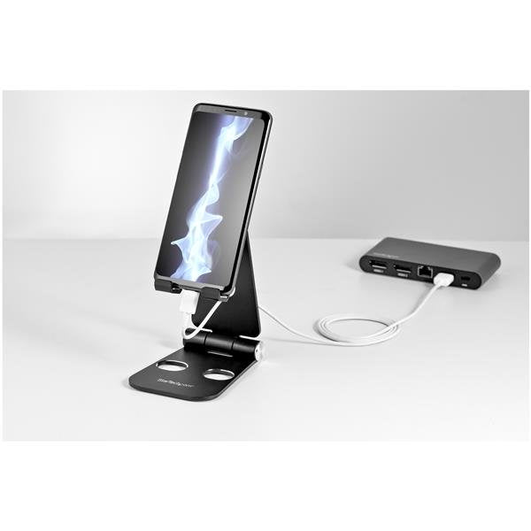 StarTech.com USPTLSTNDB Support Passif pour Smartphone et Tablette, Aluminium, Noir