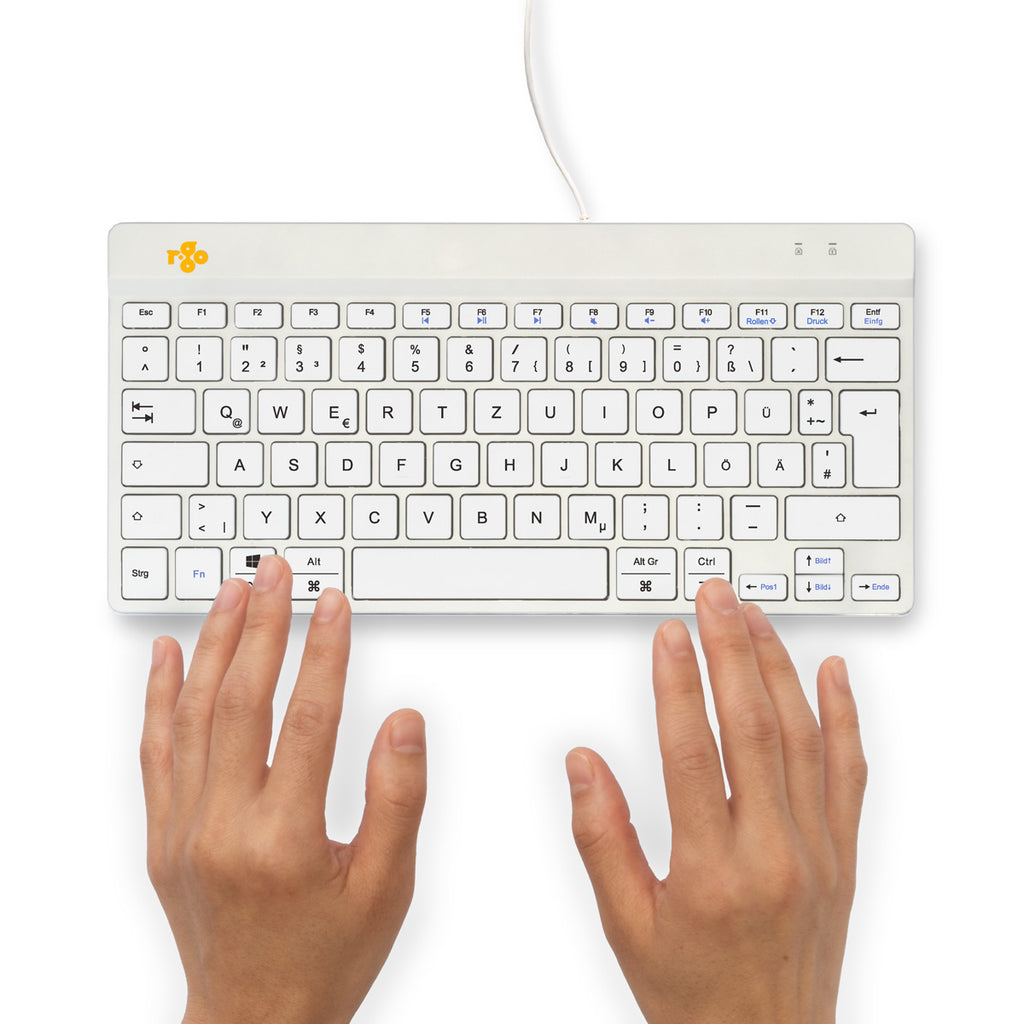 R-Go Tools Clavier Ergonomique Compact Break, QWERTZ (DE), Filaire, Blanc