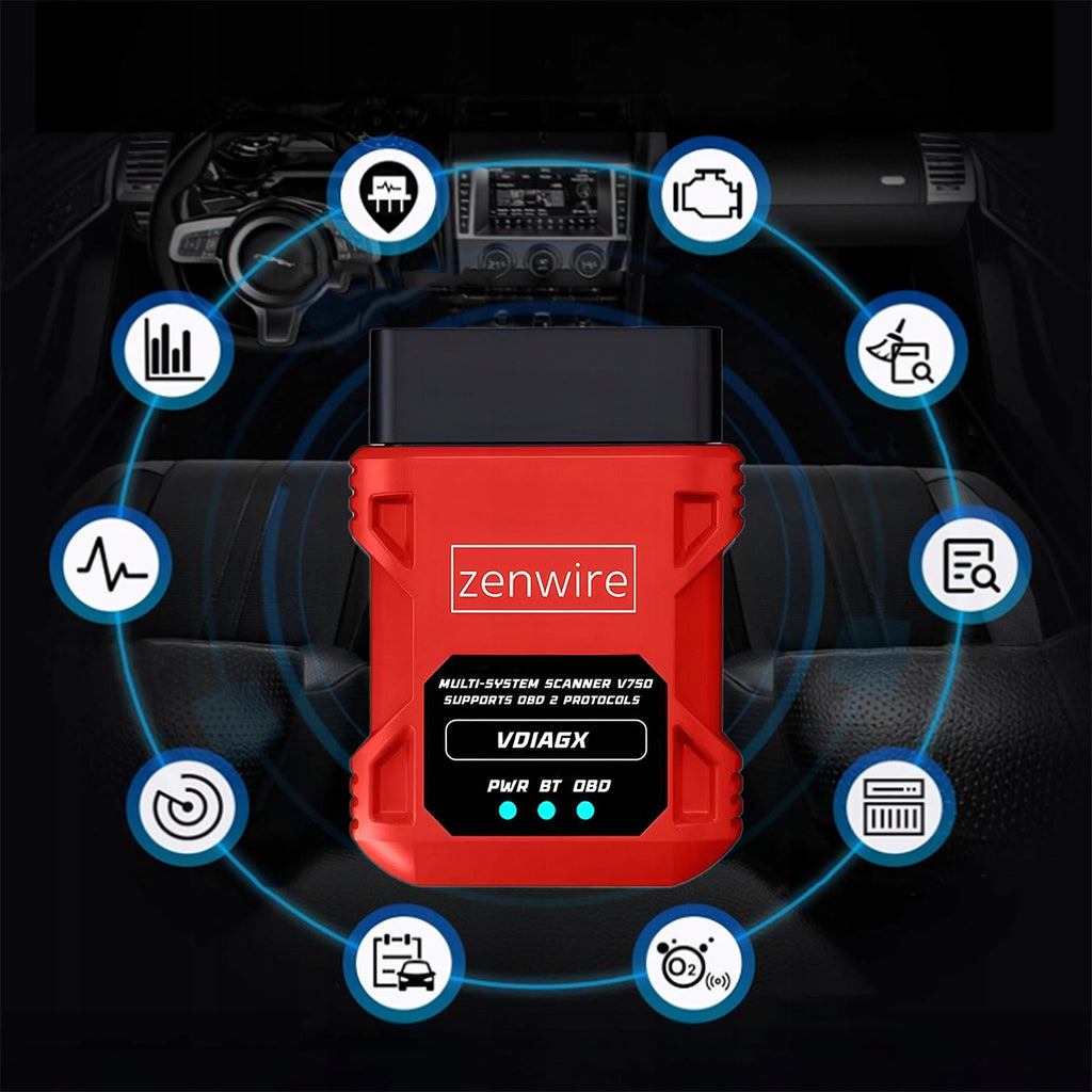 Interface de test et de diagnostic OBD2 ELM327 pour voiture VDiagX V016 Zenwire