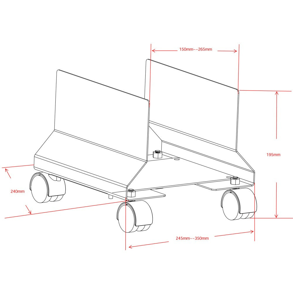 Chariot et Support Multimédia ICA-CS 34 pour PC, Noir
