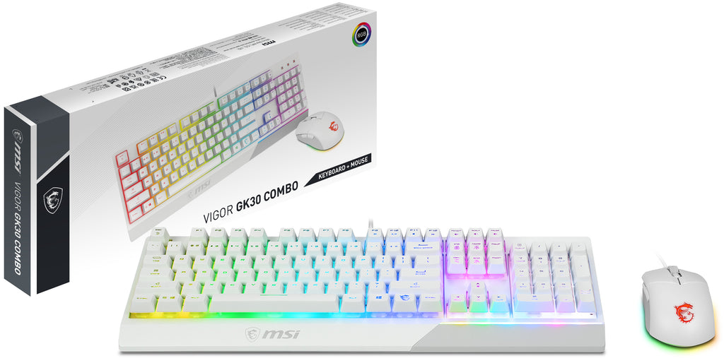 MSI S11-04DE305-CLA clavier Souris incluse Gaming USB QWERTZ Allemand Blanc