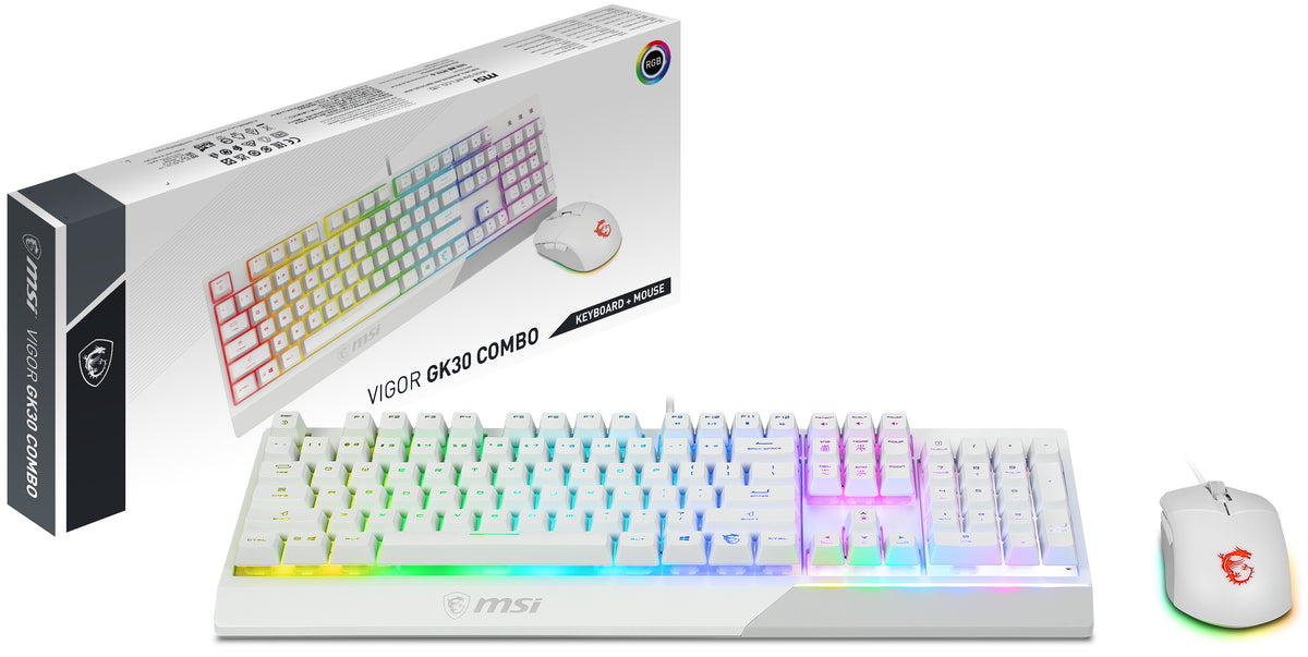 MSI S11-04DE305-CLA clavier Souris incluse Gaming USB QWERTZ Allemand Blanc