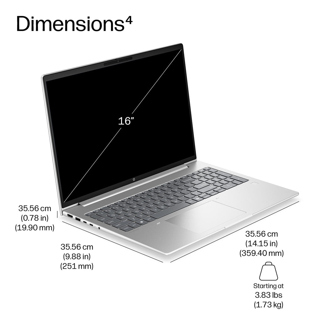 HP ProBook 4 G2a 16 AI AMD Ryzen 5 230 16inch WUXGA AG LED UWVA UMA Webcam 16GB DDR5 512GB SSD be+BT 3C Batt FPS W11P 1Y