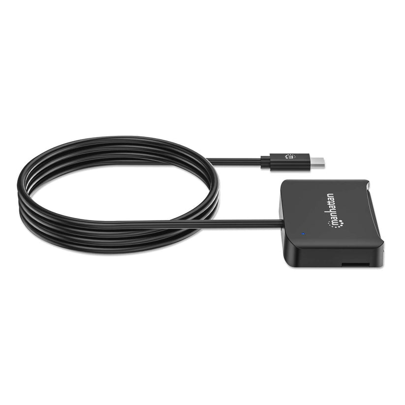 Manhattan Lecteur de Cartes à Puce à Contact USB-C avec Emplacement microSD, Noir
