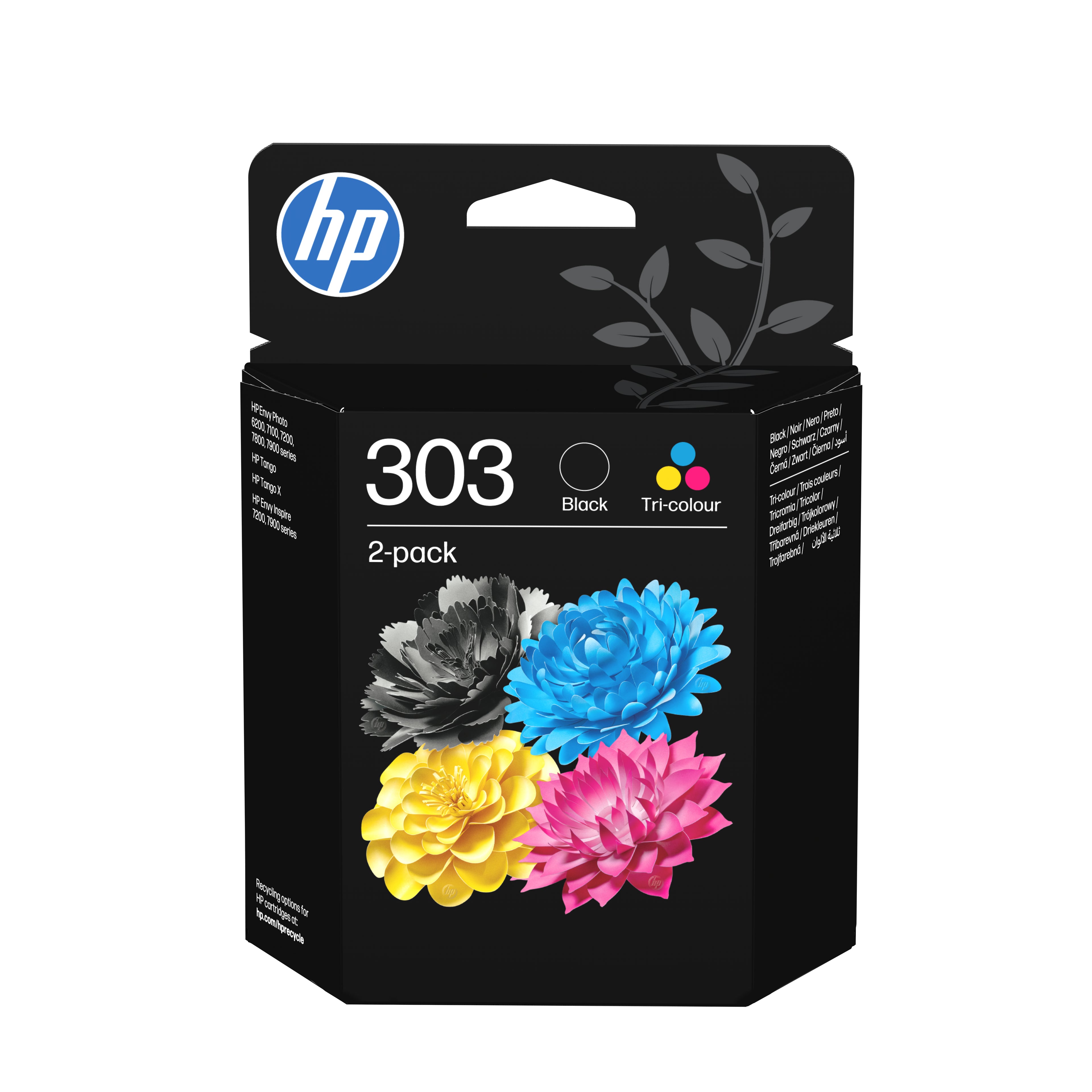 HP Pack de 2 cartouches authentiques d'encre noire/trois couleurs 303