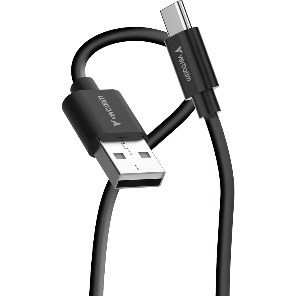 Verbatim 32393 Câble USB 2.0 USB-A vers USB-C, 1 m, 18 W, Noir et Blanc