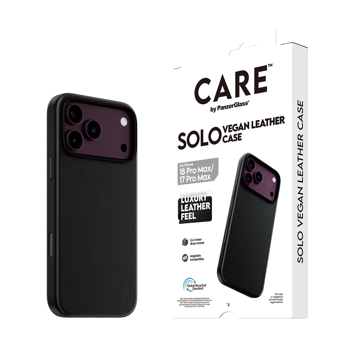 CARE™ by PanzerGlass® Solo Vegan Leather Case Blac
