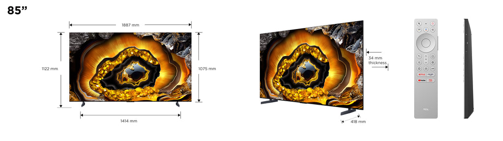 TCL X95 85X955 TV 2,16 m (85") 4K Ultra HD Smart TV Wifi Métallique, Titane 5000 cd/m²