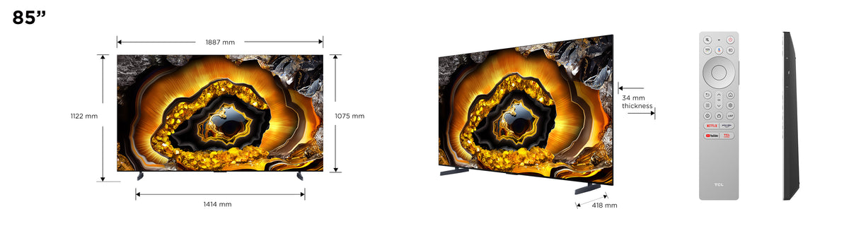 TCL X95 85X955 TV 2,16 m (85") 4K Ultra HD Smart TV Wifi Métallique, Titane 5000 cd/m²