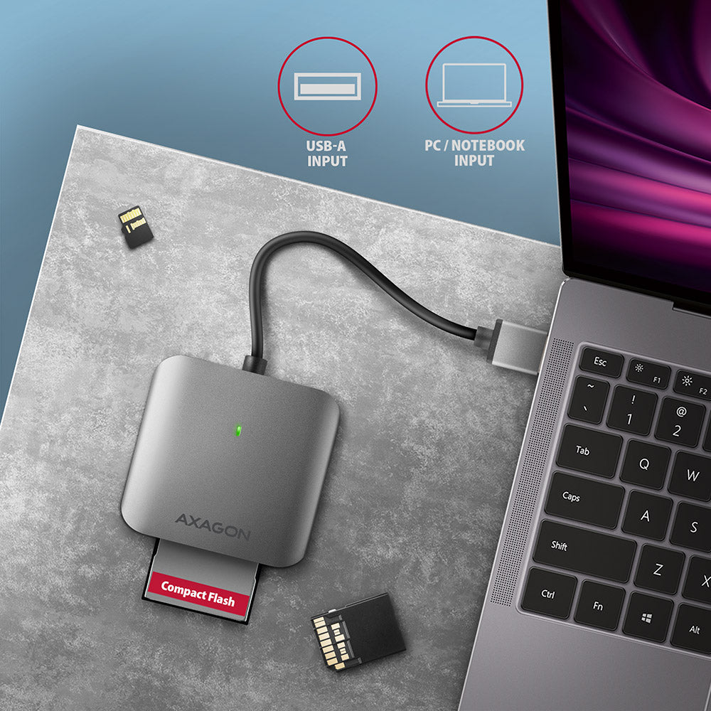 Axagon CRE-S3 External card reader USB-A 3.2 Gen 1 3-slot & lun SD/microSD/CF lecteur de carte mémoire USB 3.2 Gen 1 (3.