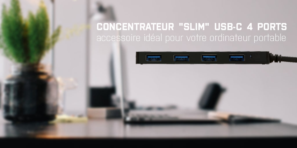 Hub USB-C Slim Passif 4 Ports USB 3.0, Vitesse 5 Gbps