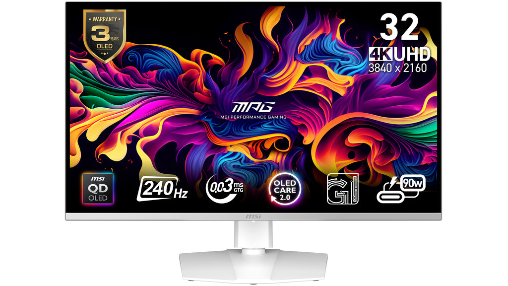 MSI MPG 321URXW QD-OLED écran plat de PC 80 cm (31.5") 3840 x 2160 pixels 4K Ultra HD Blanc