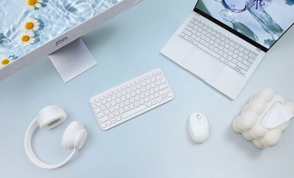 ASUS Marshmallow Keyboard KW100 clavier Maison Bluetooth QWERTZ Allemand Blanc