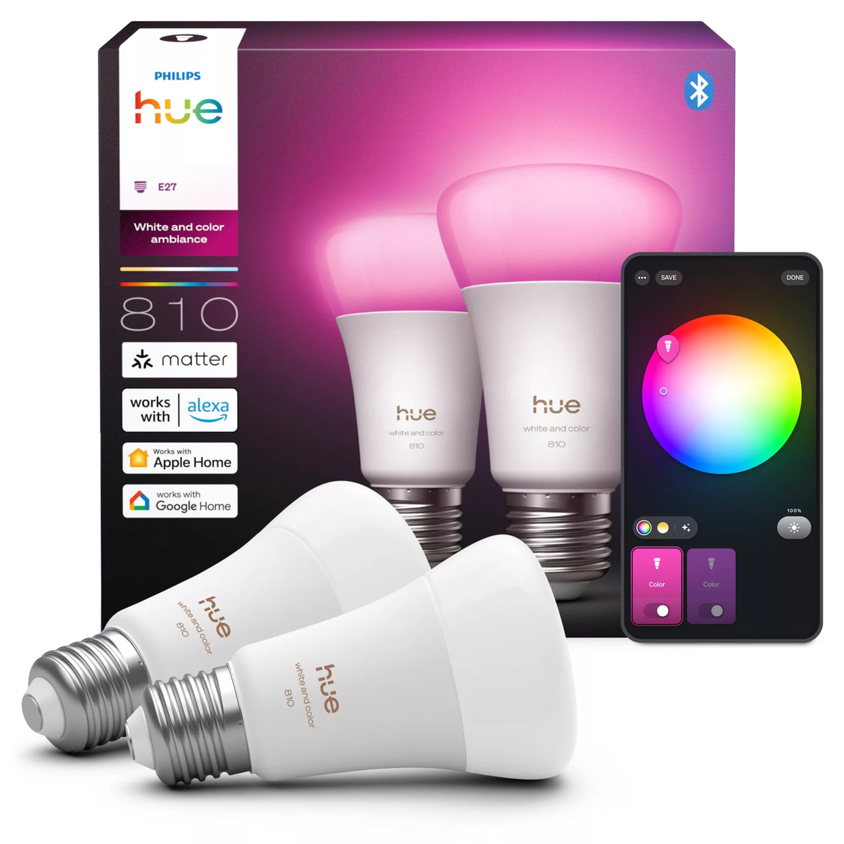 Philips Hue White and Color ambiance A60 - Ampoule connectée E27 - 810 - vue 3