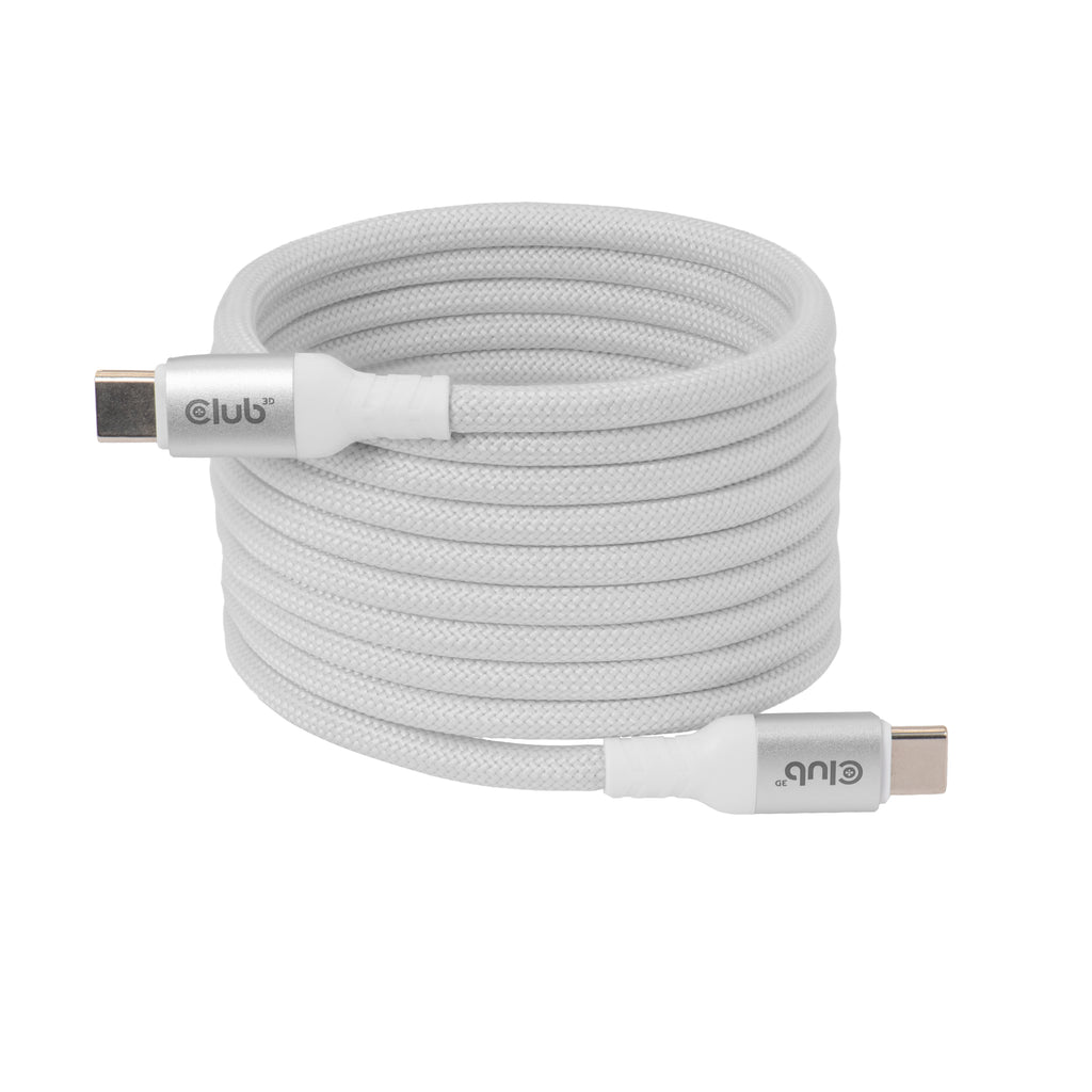 CLUB3D CLUB 3D USB-C Magnetic-Coil Cable White câble USB 2 m USB C 0,48 Gbit/s 240 W Blanc