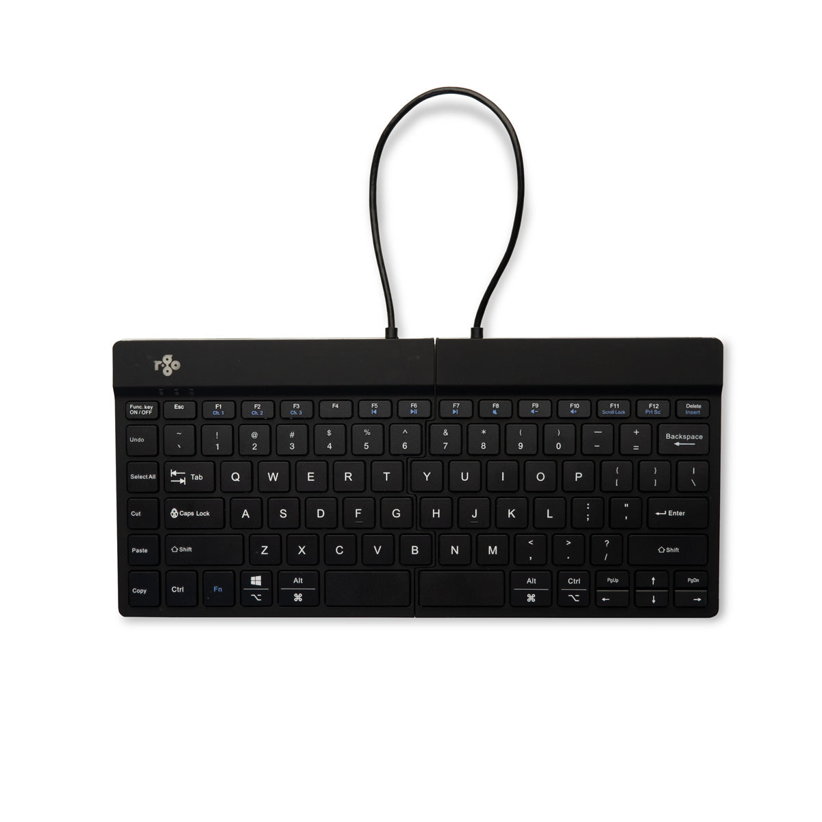 R-Go Tools Clavier ergonomique R-Go Split Break avec logiciel de pause, clavier ergonomique divisé, QWERTY (US), bluetooth, noir