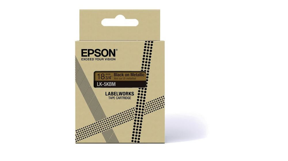 Ruban Epson LK-5KBM Noir et Or pour LabelWorks LW-C410, 1,8 cm